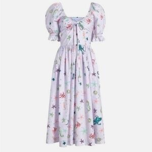 Hill House Lavender Midi Dress with Multicolor Sea Life Print